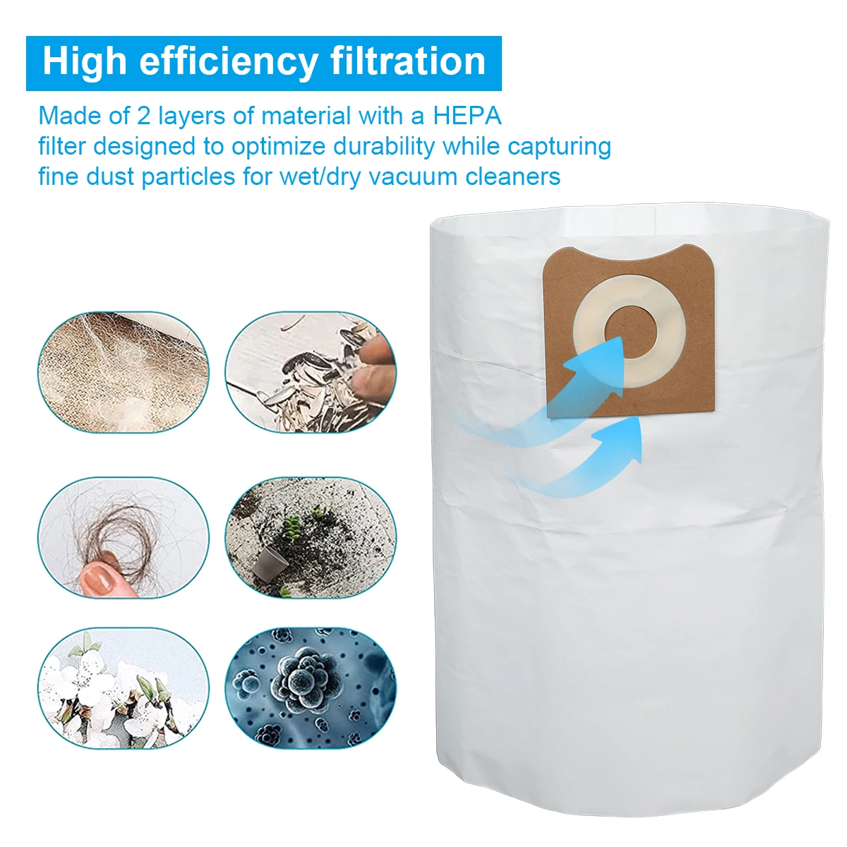 

Пакеты для пылесоса двухслойные, 12-16 галлонов, 10 шт.