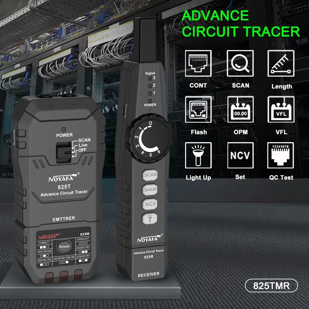 Фото NOYAFA Advanced Wire Tracer Локатор сетевого кабеля Автоматический выключатель Тест розетки NF-825 TMR Детектор электрических проводов №3