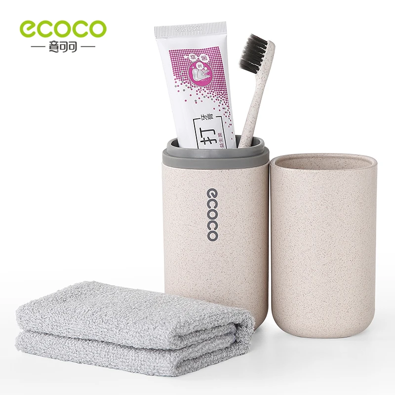 

ECOCO Couple Mouthwash Cup Travel Towel Toothbrush Storage Cup Desktop Organizer Box Children's Bathroom Supplies Toiletries Set