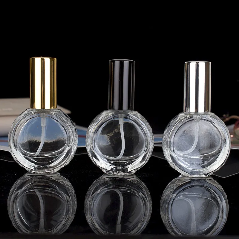 

10ml Clear Glass Perfume Bottle Portable Round Spray Bottle Refillable Cosmetics Atomizer Travel Mini Sample Container Vials