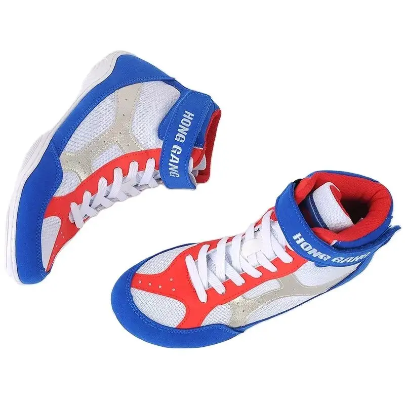 High Top Unisex Boxing Shoes Professional Wrestling Fighting Weightlifting Shoes Breathable Wrestling Sneaker Anti-Slip Sole
