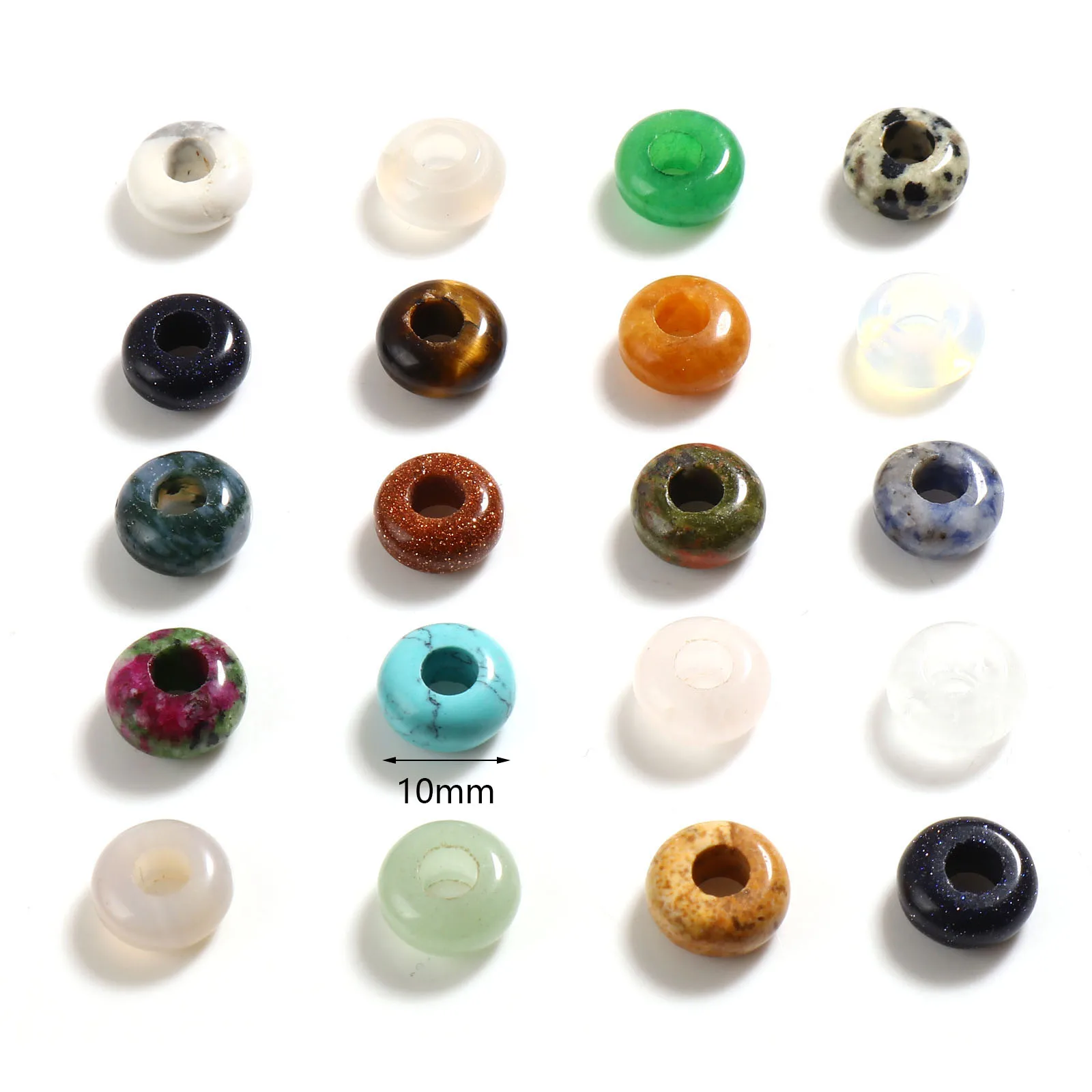 Очаровательные бусины с большим отверстием из драгоценного камня 2 шт. 10 мм