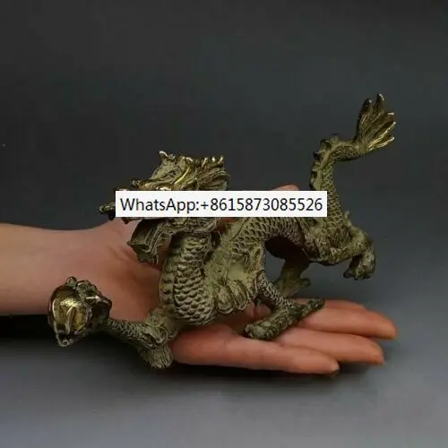 

Chinese Fengshui Bronze Zodiac Year Dragon Dragons Animal Hold Bead Statue