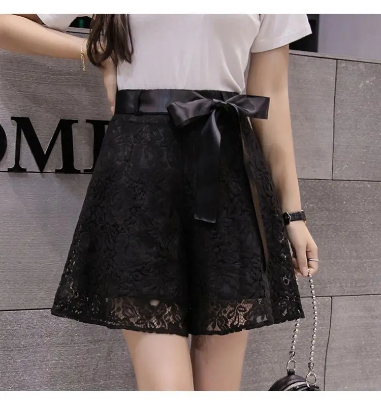 Shorts Women Summer Lace Shorts Women's 2023 Summer Korean Wide-leg Pants A-line Hakama Casual Pants Pantalones Cortos De Mujer