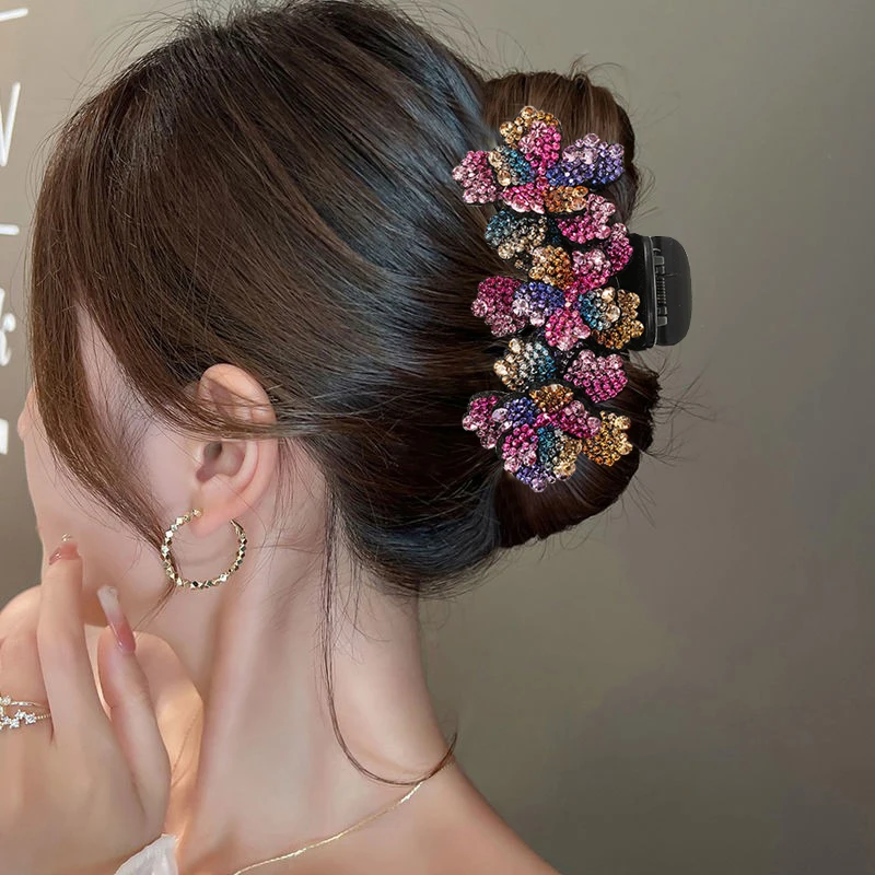 

LEVAO Big Rhinestone Flower Hair Claws Retro Hairpin Hair Clips Accessories For Women Shinning Ponytail Headwear Free Shipping