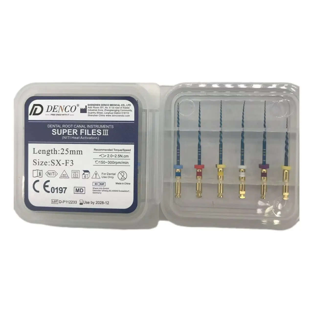 Сертифицированные CE стоматологические эндодонтические роторные файлы Niti Denco Super