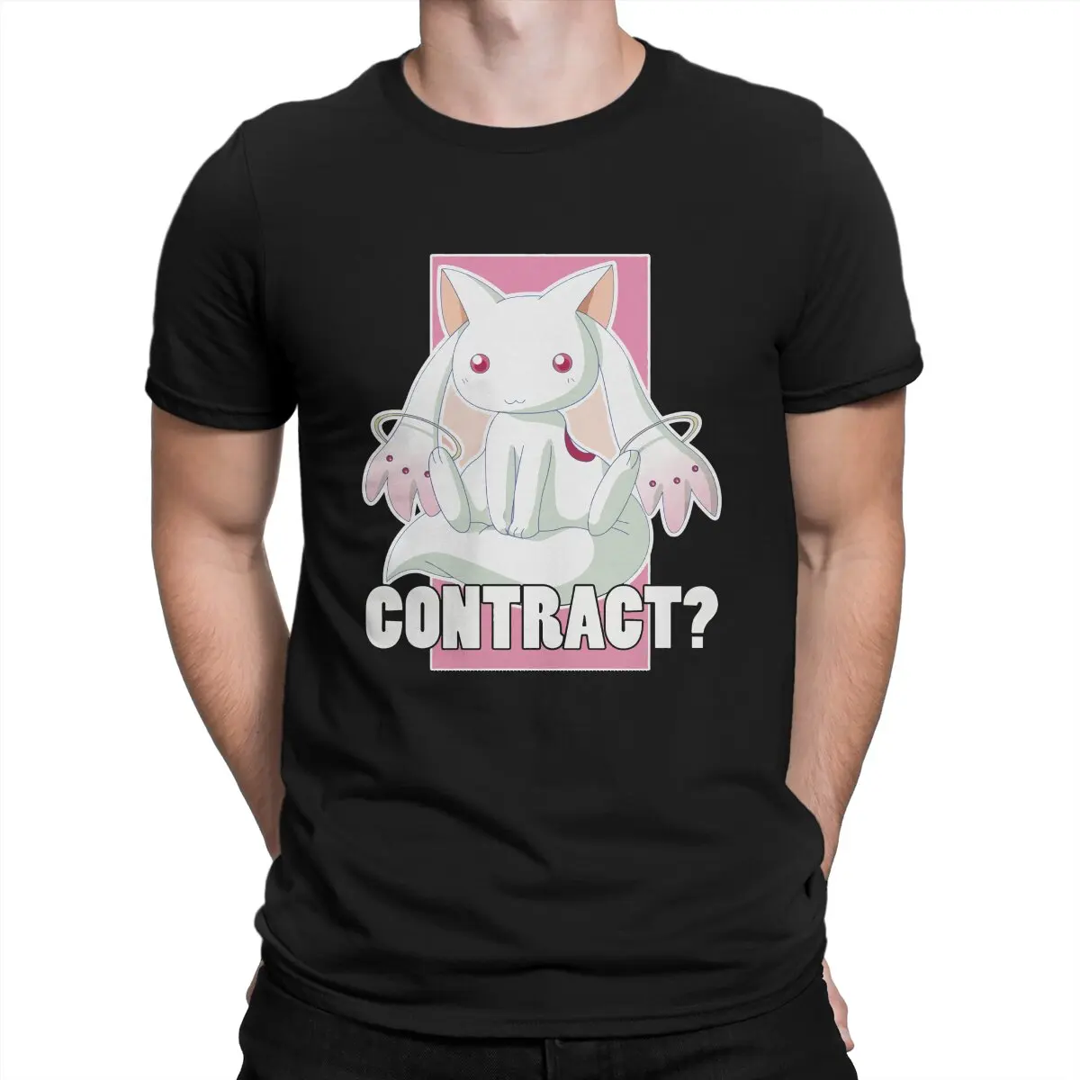 

Kyubey мужские футболки Puella Magi Madoka Magica аниме Веселая футболка с коротким рукавом и круглым вырезом футболки 100% хлопок Новое поступление