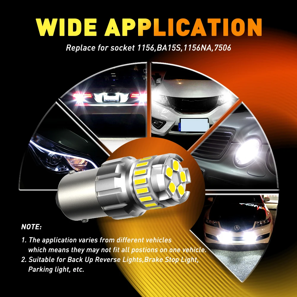 2 шт. P21W BA15S 1156 светодиодный Canbus без ошибок 1200LM 6500K белый DRL автомобильный