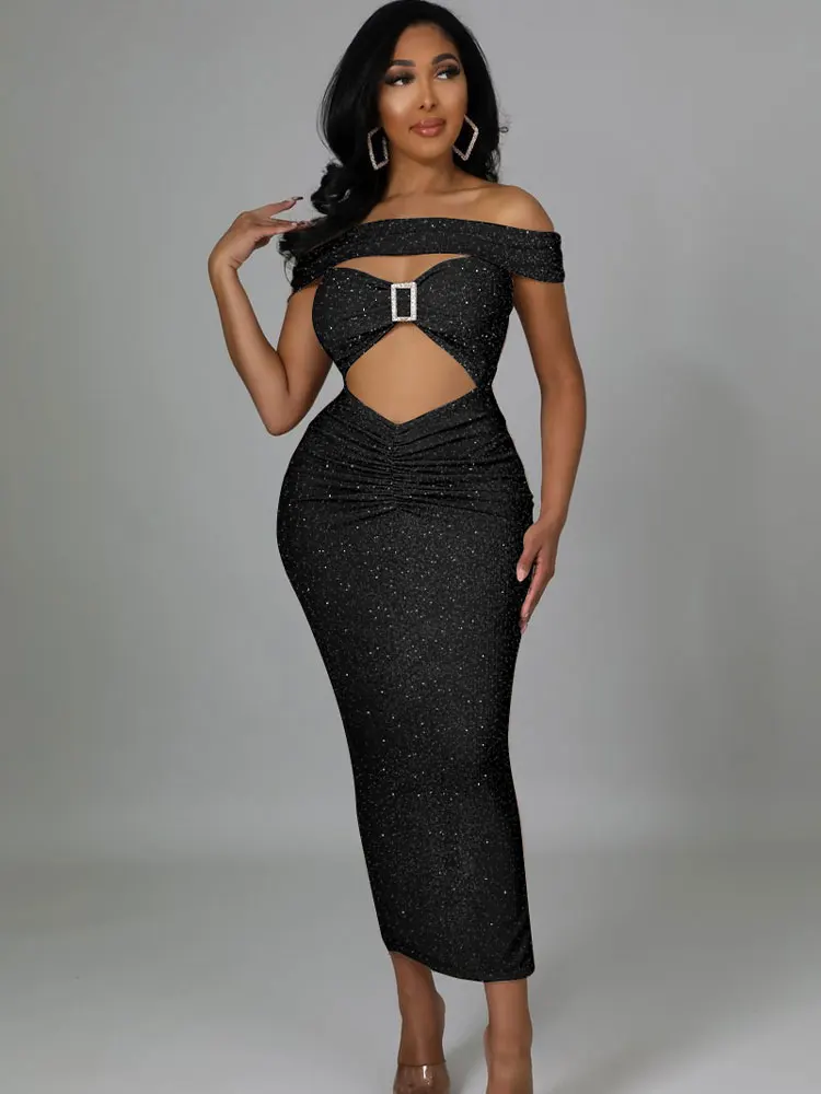 

Сексуальные женские вечерние платья с вырезами, облегающие Летние Платья-макси с открытыми плечами для женщин, вечерние халаты без рукавов ...