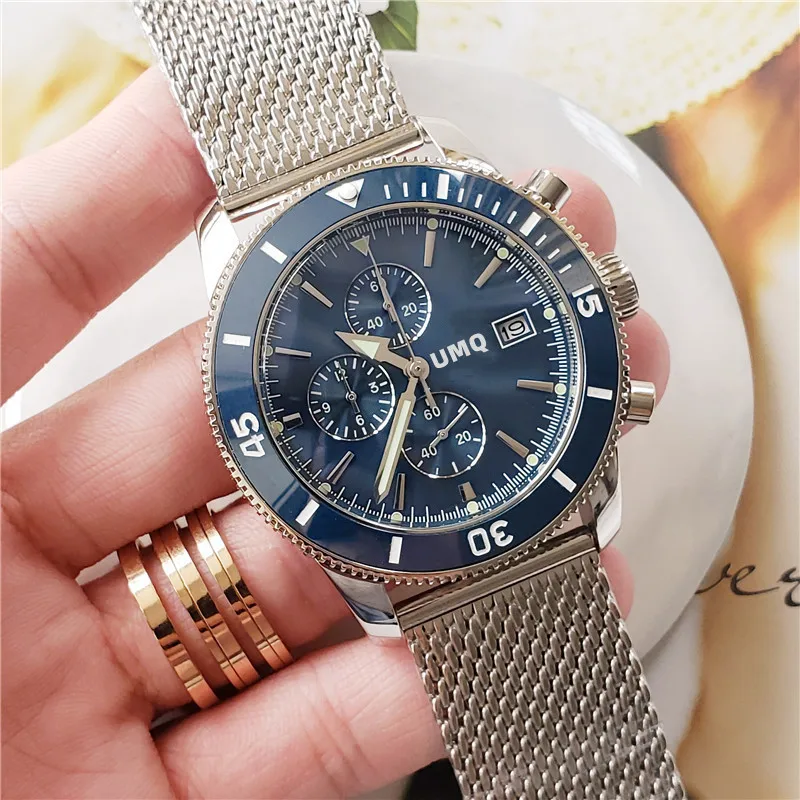 

Men's full function timing, the earth figure in the quartz watch dial can rotate. With racing timing function aaa watch