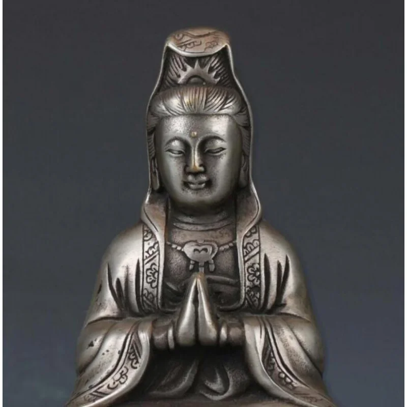 

Медная статуя, коллекционная китайская статуя из белой меди ручной работы, статуя Kwan Yin