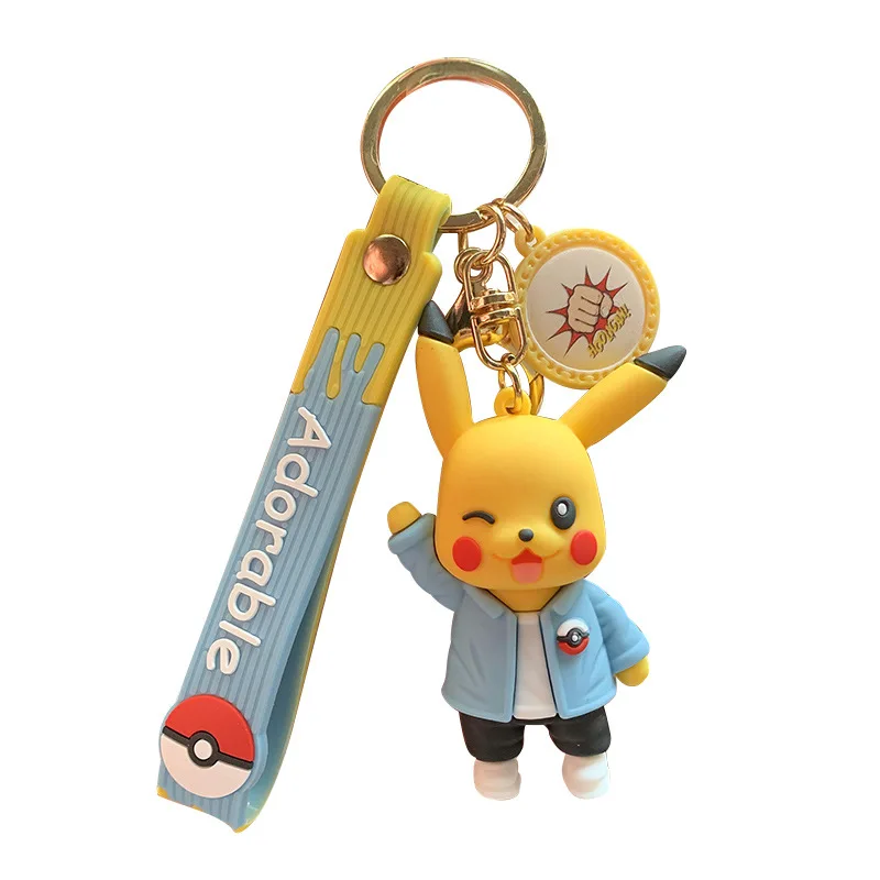 

Cartoon Key Button Car Key Chain Pendant Couple Bags Pokemon Gift Key Chain Ornaments