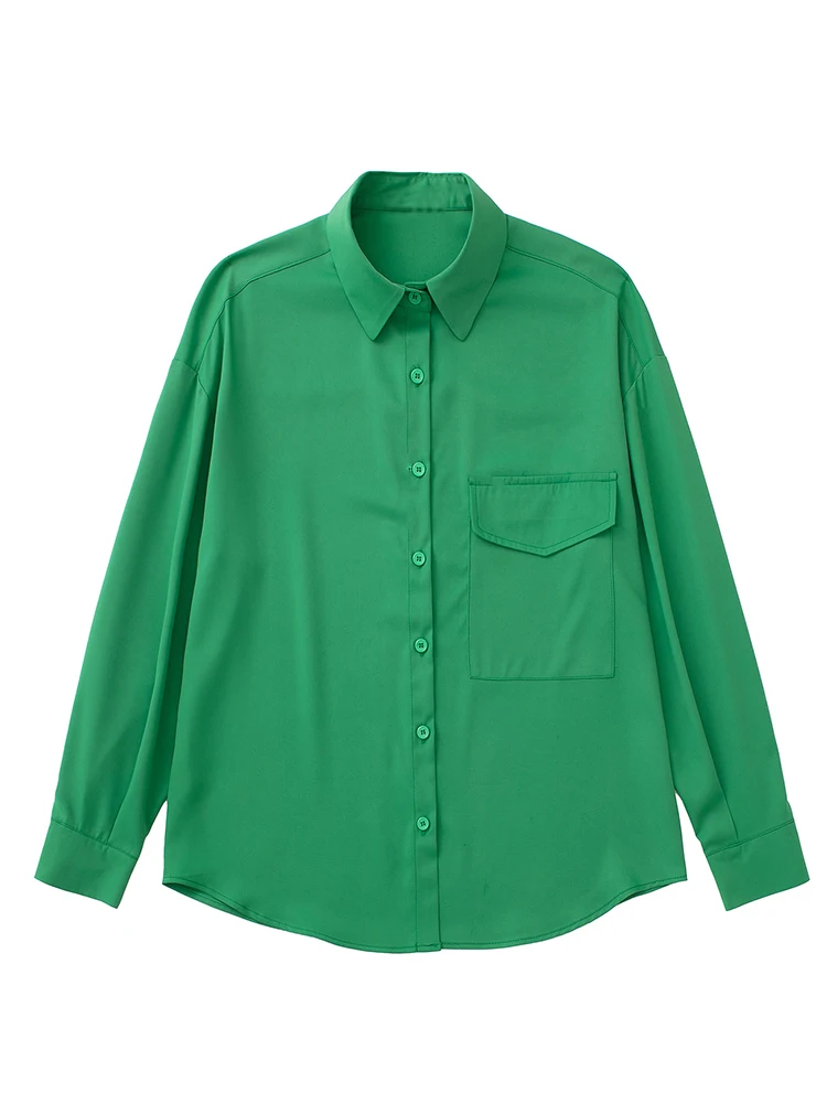 

YENKYE Women Vintage Green Oversized Shirt Blouse Long Sleeve 2022 Chic Female High Street Loose Shirts