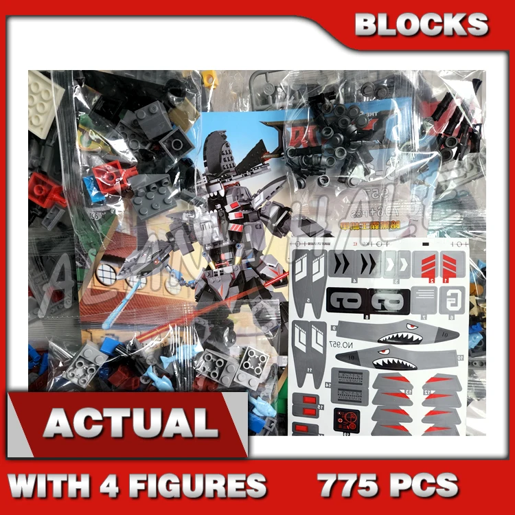 

775pcs Shinobi Garma Mecha Man Posable Arms Legs Garmadon Shark Blaster 10719 Building Block Toys Compatible With Model