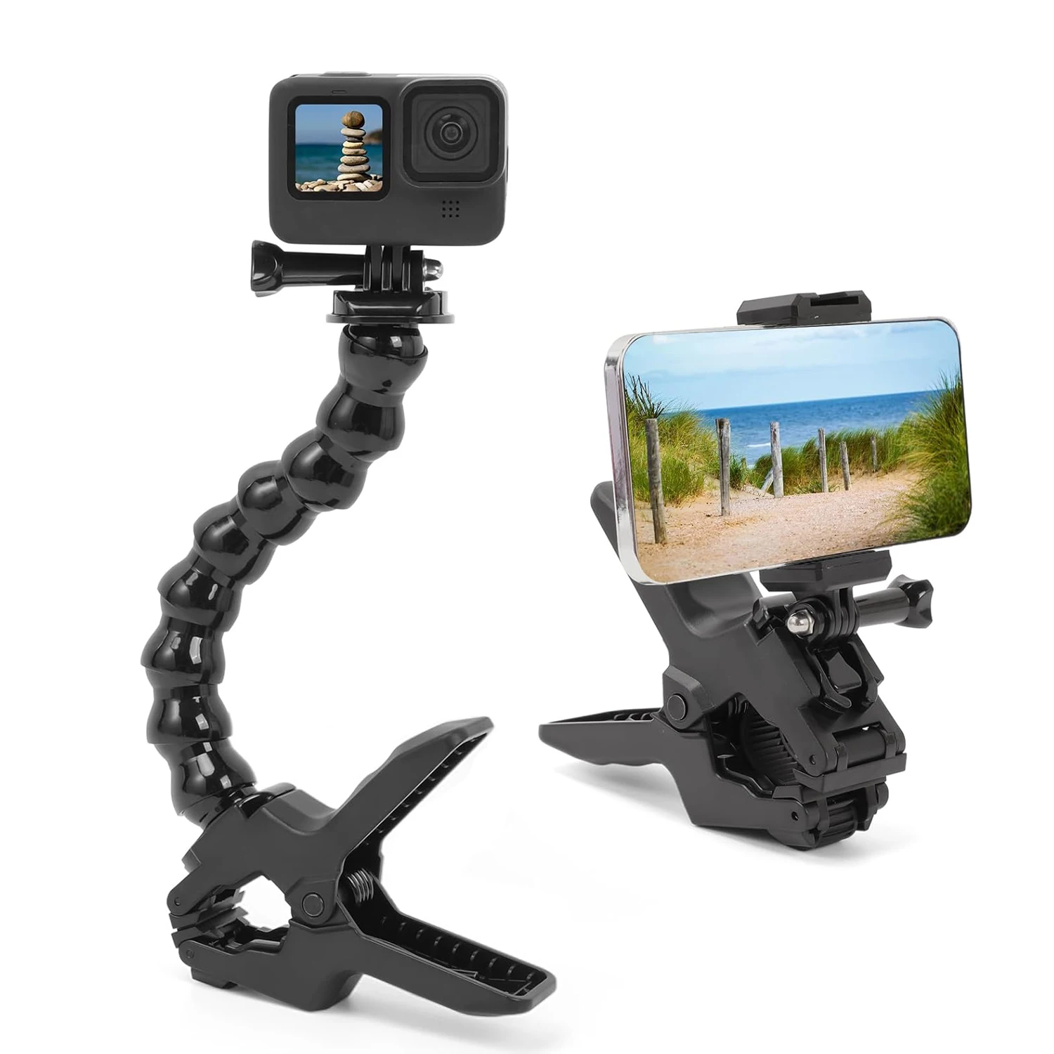 Гибкий зажим Jaws Mount для GoPro Hero 13 12 11 10 9 8 7 6 5 4 Session SJCAM Instra 360 DJI Osmo Pocket 3