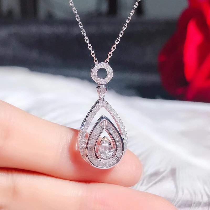

2022 Gorgeous Water Drop Pendant Necklace for Women Wedding Engagement Brilliant Cubic Zirconia Necklace Trendy Jewelry