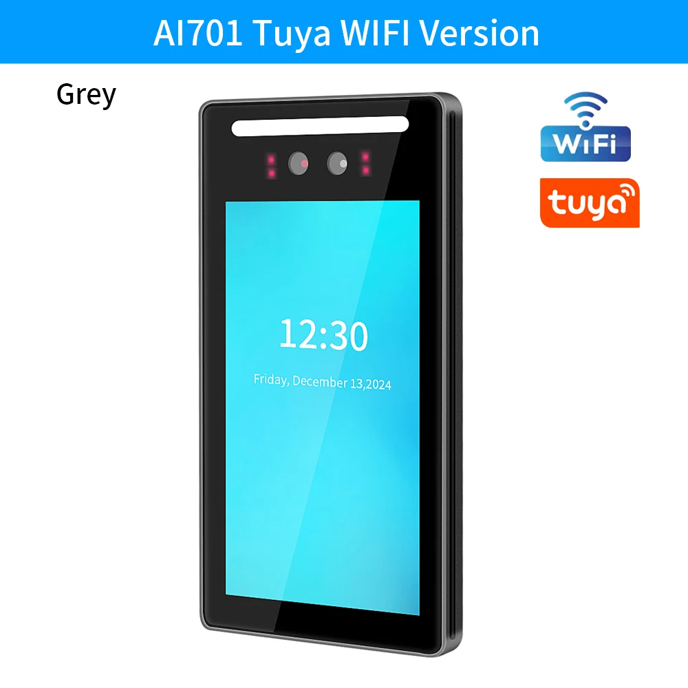 Контроль доступа Tuya с распознаванием лиц, цветной экран, многоязычная защита, RFID-пароль, разблокировка считывателя лица