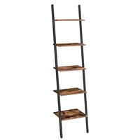 hoobro ladder shelf leaning shelf industrial style bookcase standing 5 tier sturdy wall leaning shelf plant rack metal frame