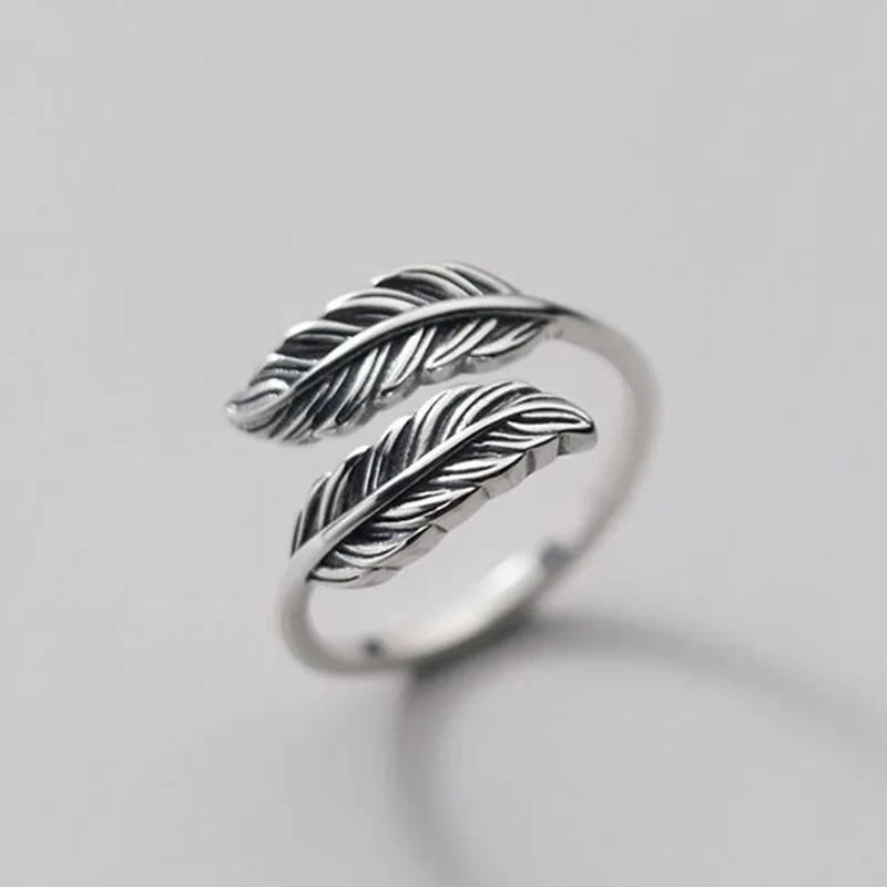 

Vintage Silver Color Feather Leaf Metal Adjustable Rings for Women Men Finger Knuckle Rings Party Fashion Jewelry Gift 2022