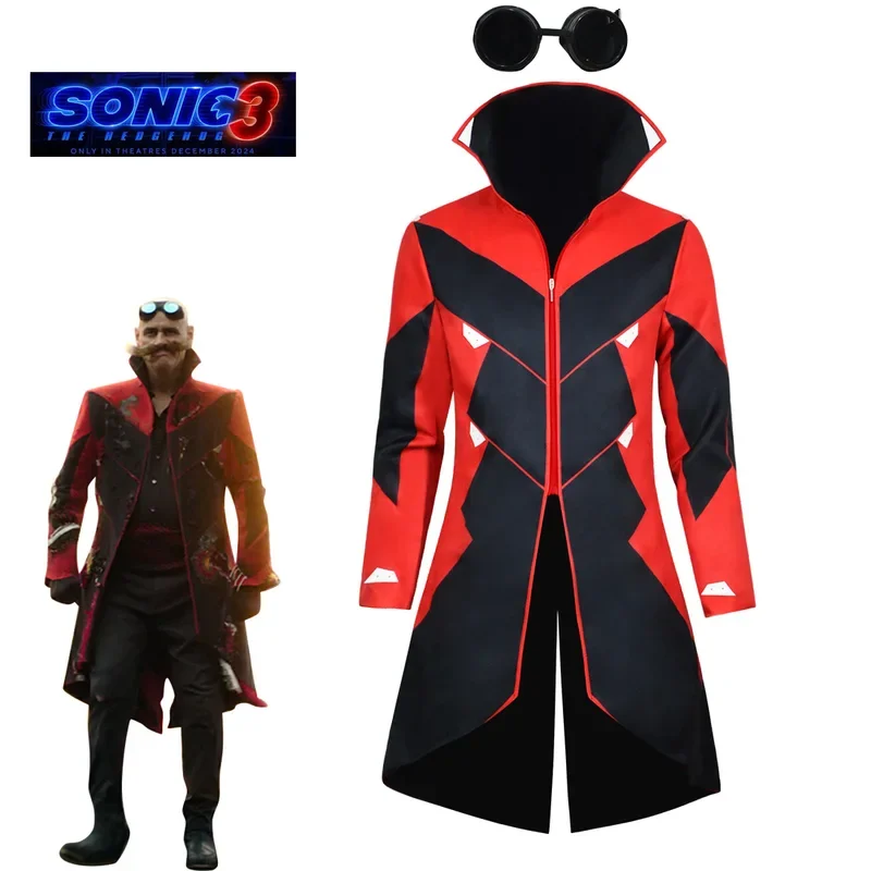 Аниме Hedgehog 2 Dr Eggman куртка для косплея брюки костюм мужской Ivo Robotnik плащ очки