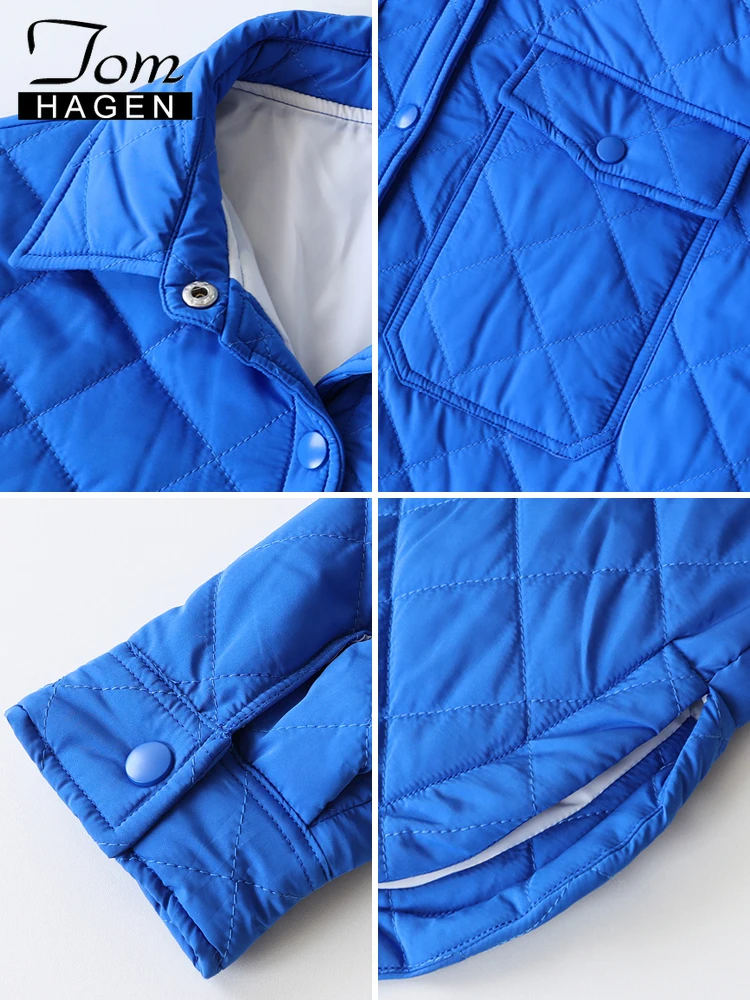 Women's Winter Jacket Oversized Blue Parka Outwear Long Warm Loose Casual Coat Vintage Quilted Jacket for Women with Belt 2022