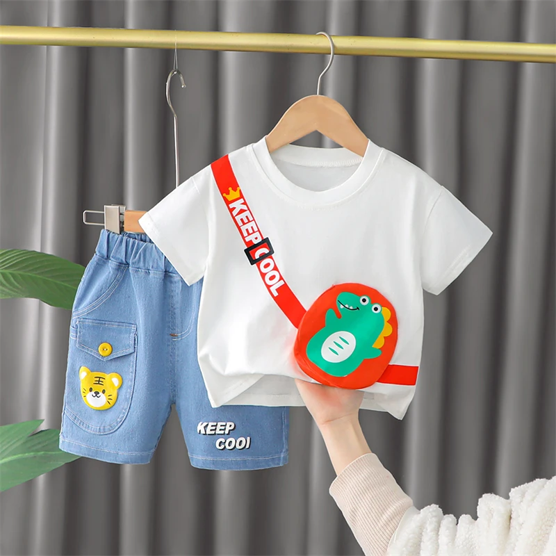 

2022 Summer Infant Short Sleeve T Shirt Shorts Cartoon Giraffe Baby Boys Girls Clothing Sets Kids Tracksuit Cotton Child Outfits