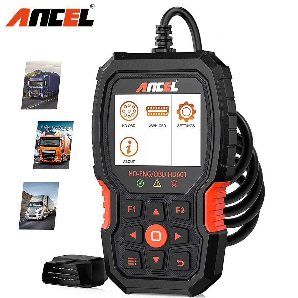 

ANCEL HD601 Heavy Duty Truck Code Reader Enhanced All System Diesel Scan Tool Test Engine DPF ABS ECU Reset OBD2 Truck Scanner