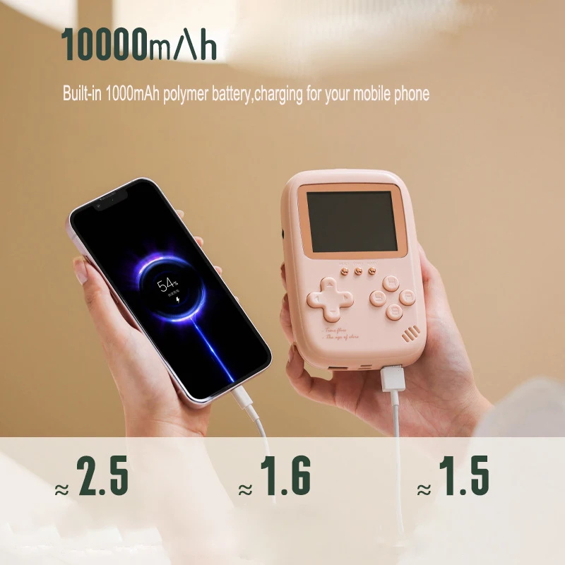 

10000 Mah portable handheld game console Large capacity rechargeable treasure Vintage game console Dual USB output 2.8 inches