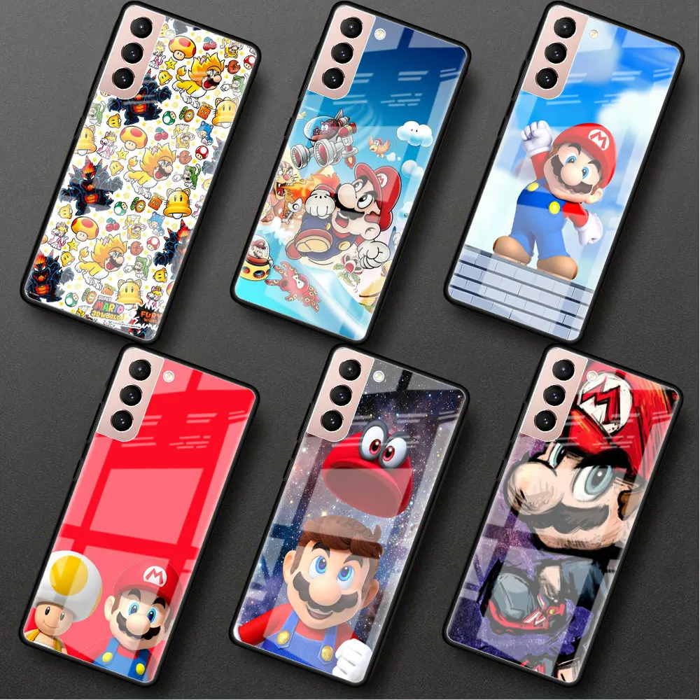 

Super Mario Game Glass Case For Samsung Galaxy S22 S20 FE S21 5G S10 S9 Plus Note 10 20 Lite Tempered Phone Cover