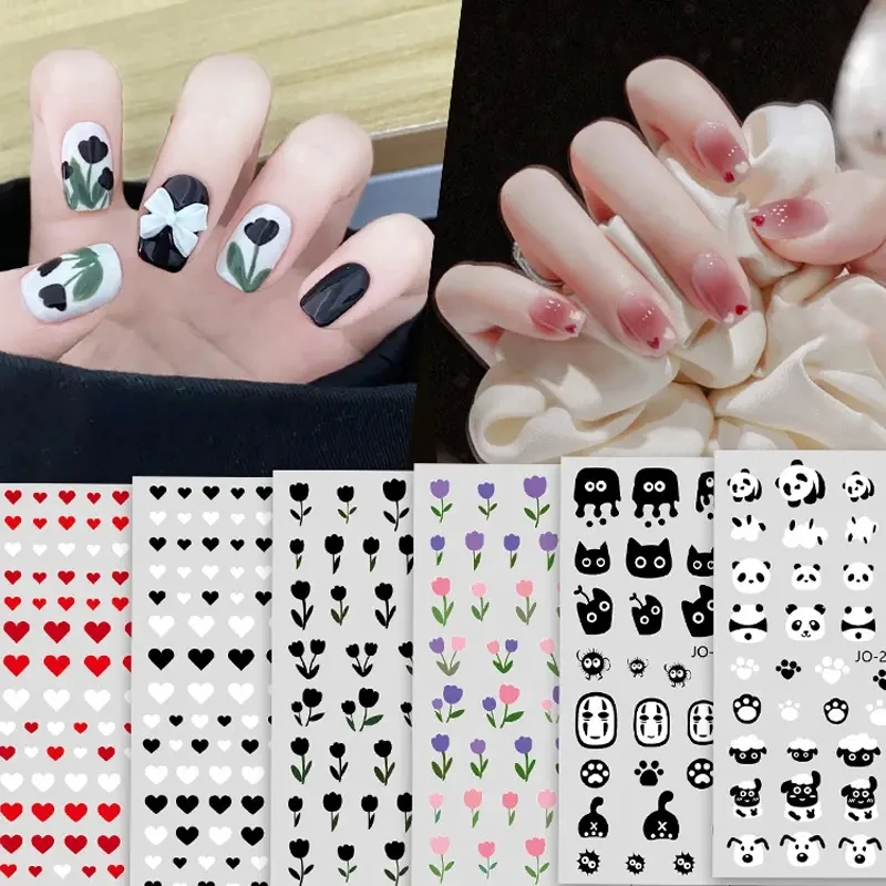 

1pc Cartoon Heart Nail Art Charms Stickers Multi Styles Kawaii Series Nail Sliders Decals DIY Adhesive Transfer Nail Decorations