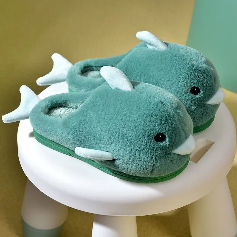 Little Dolphin Fashion Children's Cotton Slippers Cute Boys And Girls Children's Warm Non-slip Cartoon Slippers Kids Fur Slides images - 6