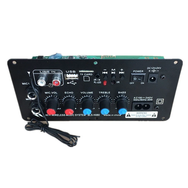 

Цифровой стерео-усилитель с Bluetooth, сабвуфер, двойной микрофон, усилители для караоке, для колонок 8-12 дюймов, вилка стандарта США