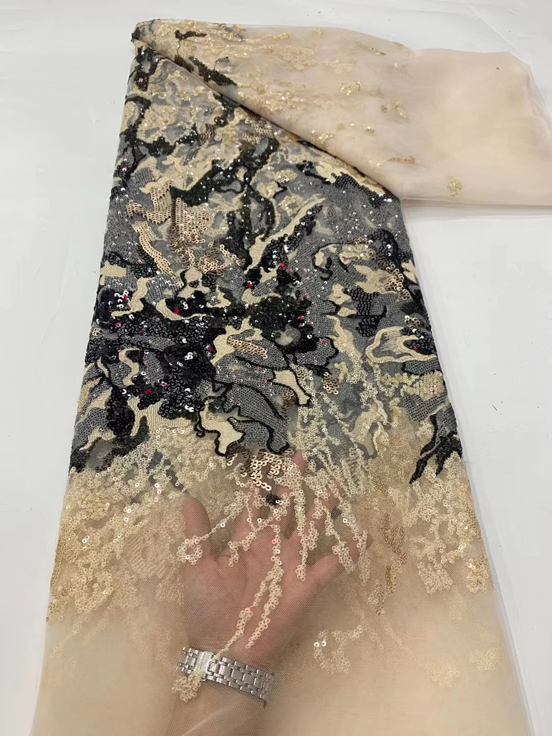 

Высококачественное Африканское Сетчатое кружево с блестками NDPN220, красивая вышитая французская Тюлевая кружевная ткань для фото и свадебного платья