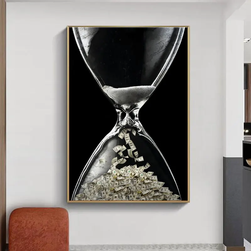 Вдохновляющая Картина на холсте время и деньги мотивационный настенный