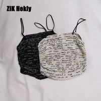 zik hekiy women american sexy summer new letter print camisole sleeveless slim wrap chest inside and outside wear top