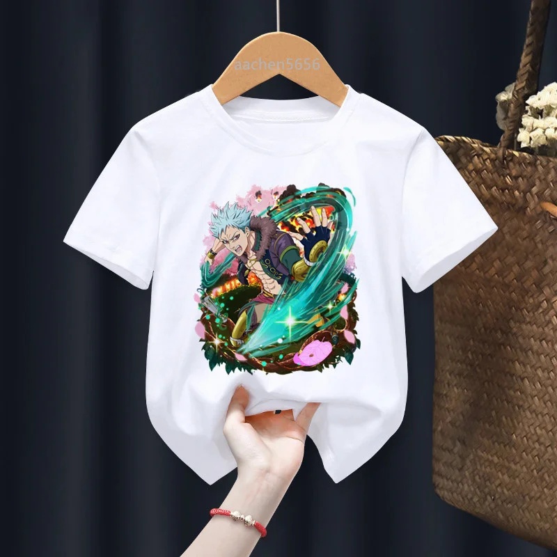 Nanatsu NoTaizai Seven Deadly Sins Boys T-shirts Children Anime Gift Present Little Baby Harajuku Kids Summer Clothes,Drop Ship