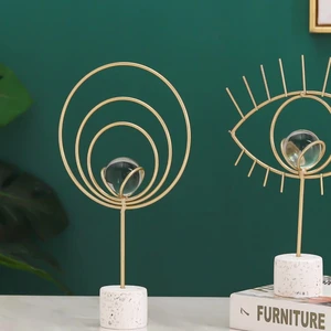 1Pc Nordic Wisdom Eye Crystal Ball Decoration Office Desktop Decor Creative Home Living Room Decor Wine Cabinet Metal Decoration