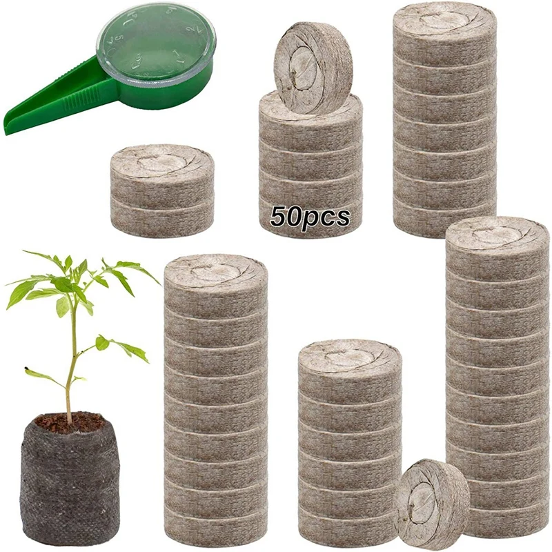 

Spot Goods 50 Pcs 40Mm Peat Pellet Soil Plant Starters Seed Fertilizer Nutrient Block Compressed Peat Block For Grow Herbs,Flowe