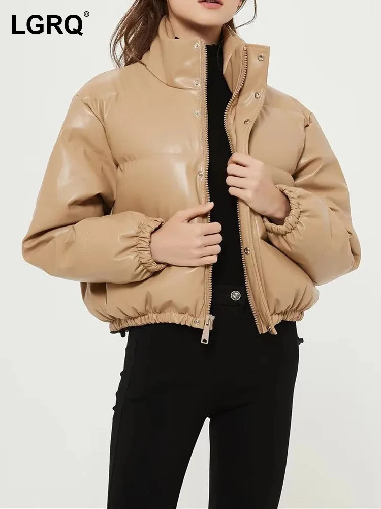 

Женское пальто из искусственной кожи с подкладкой, с воротником-стойкой