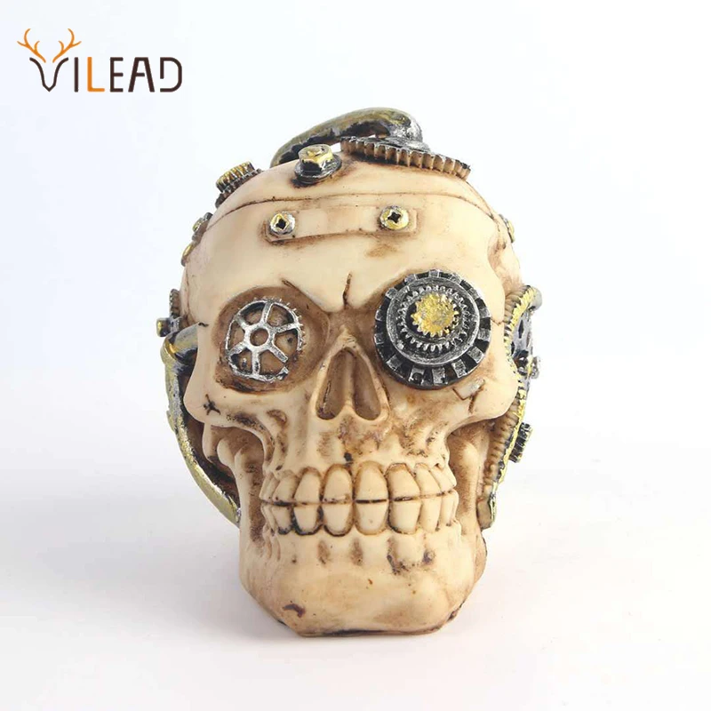 

Vilead зубчатое колесо в стиле стимпанк, Череп, статуя, специальный дизайн, механический скелет, изделия из смолы, фигурка, Хэллоуин, интерьер