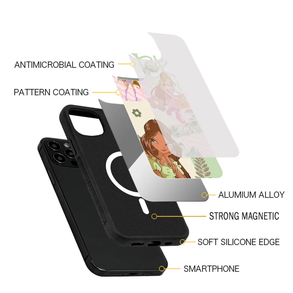Чехол для телефона Girl W-Винкс C-Club IPhone 11 12 13 14 15 Plus Pro Max зеркальный акриловый чехол