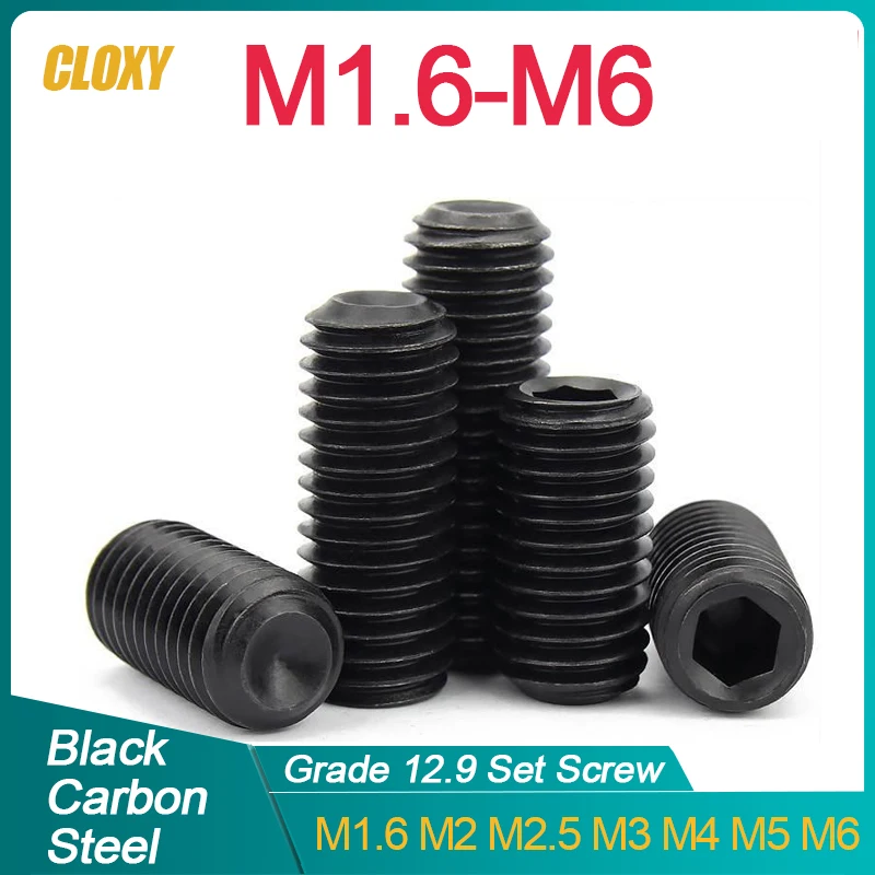 

CLOXY Винты шестигранные черные M1.6 M2 M2.5 M3 M4 M5 M6 DIN916 класс 12.9