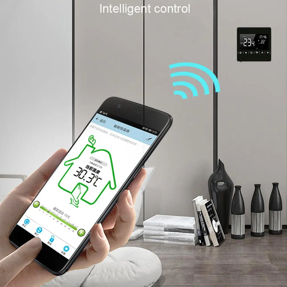 Фото Умный термостат с Wi-Fi, электрический нагреватель пола для воды/газового котла, пульт дистанционного управления температурой для домашнего ... №3