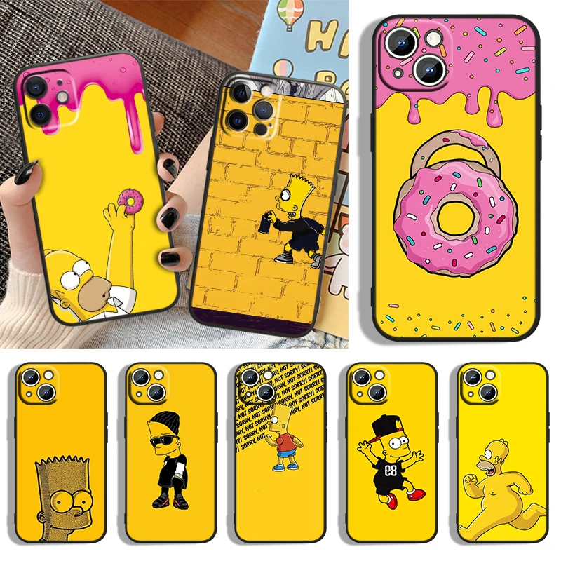 

Silicone Cover Anime Simpsons For Apple iPhone 13 12 11 Pro Max mini XS XR X 8 7 6S 6 5 Plus Black Phone Case