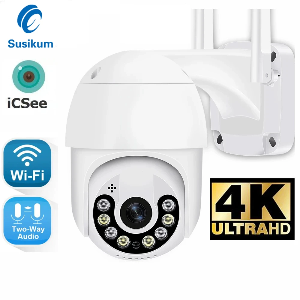 

8MP Outdoor WIFI IP Camera Waterproof ICSee Speed Dome 4K Wireless Security CCTV Camera Two Ways Audio