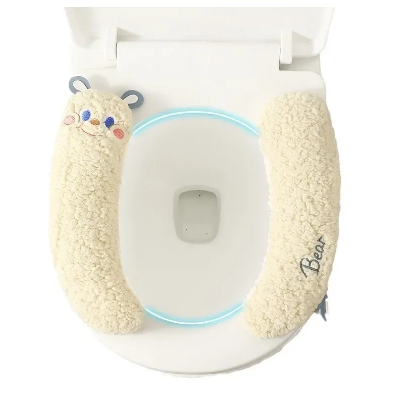 1 шт. утепленный чехол на сиденье унитаза в мультяшном стиле зимний теплый мягкий