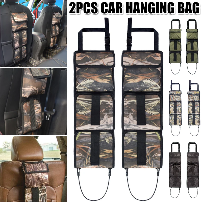 

2Pcs Car Seat Back Rack Sling Holder Concealed Camouflage/Solid Oxford Fabrics Storage Pocket Protector for Travel