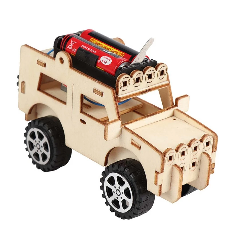 

Wooden Electric Car Model Blocks DIY Kids Assembling Toy Science Experiment Children Educational Gift