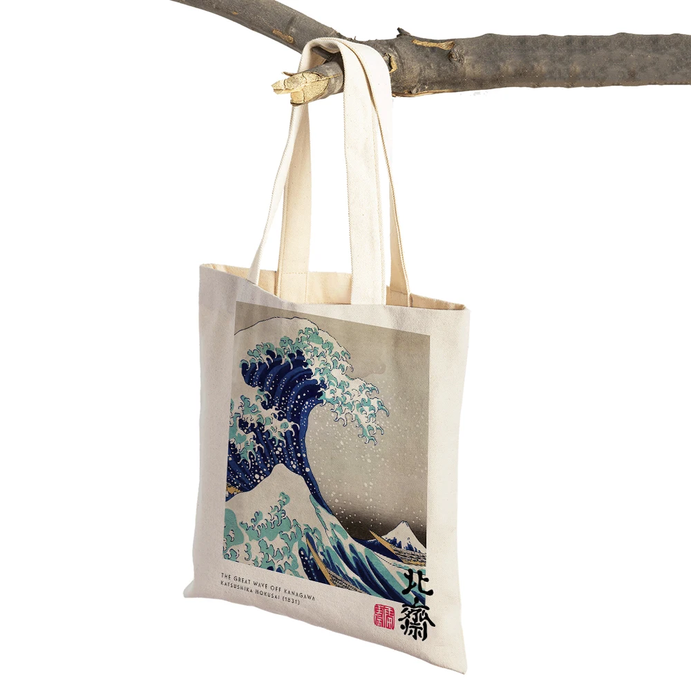 Hokusai охара Косон японские повседневные сумки для покупок женская сумка с двойным