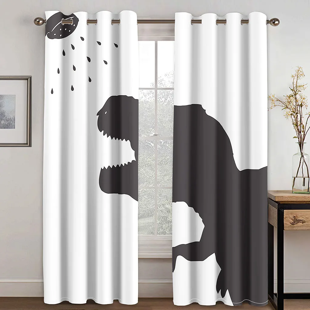 

3D Printed Funny Cartoon Shower Dinosaur Shading Window Curtain Curtains for Children's Room Kids Bedroom Living
